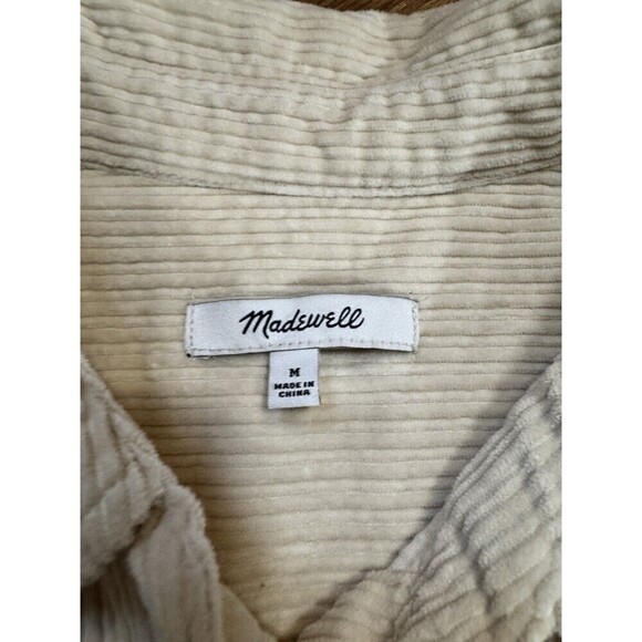 Madewell Women Medium Corduroy Long Sleeve Mini Shirt Dress Beige Preppy - Picture 5 of 9
